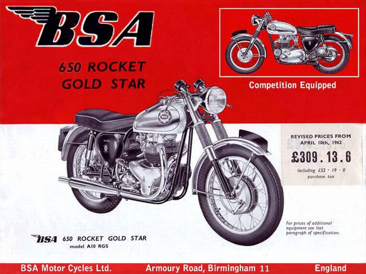 BSA A10 RGS Rocket Gold Star Catalogue